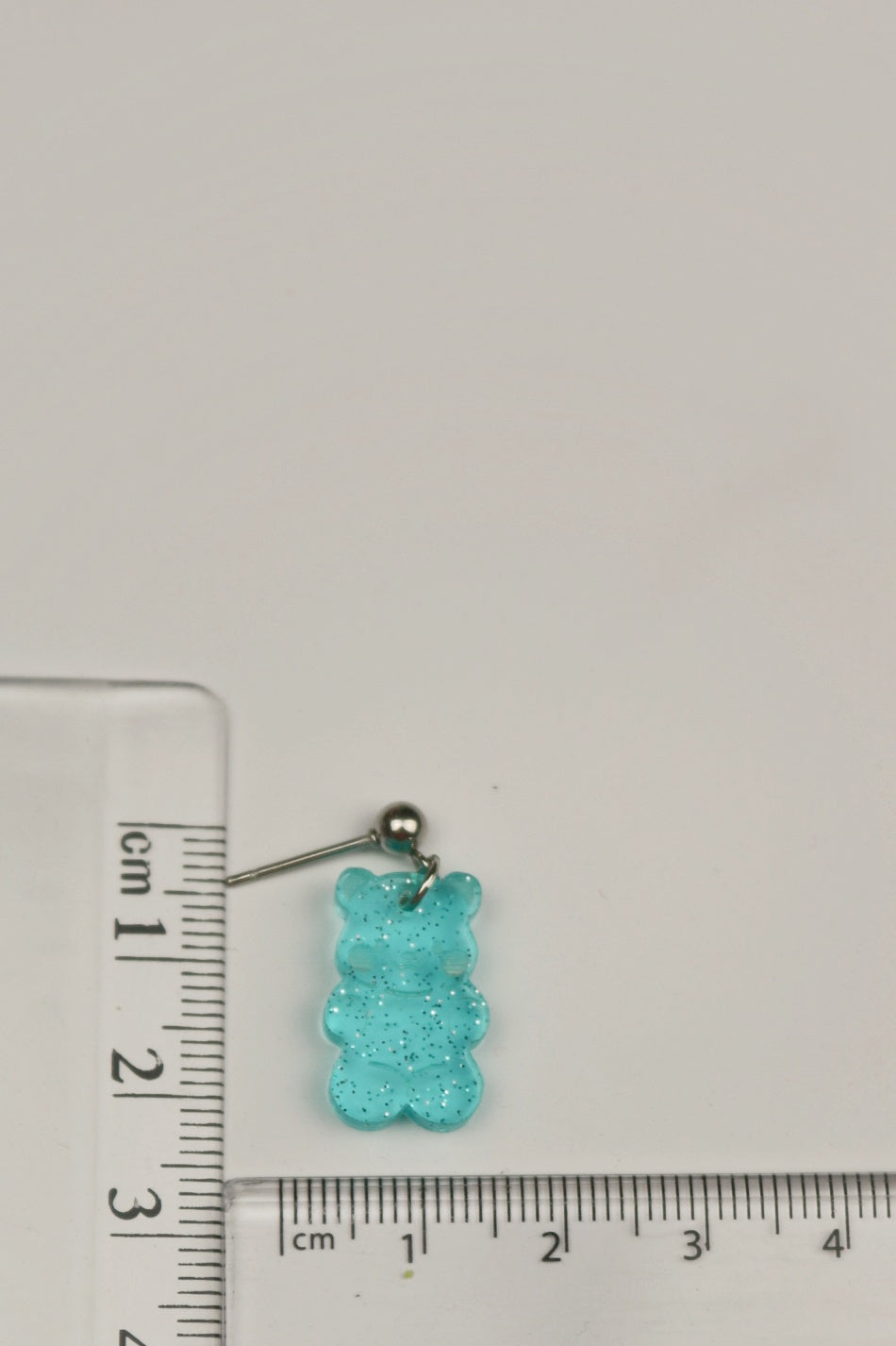 Blue Glitter Sparkly Acrylic Jelly Bear Earrings