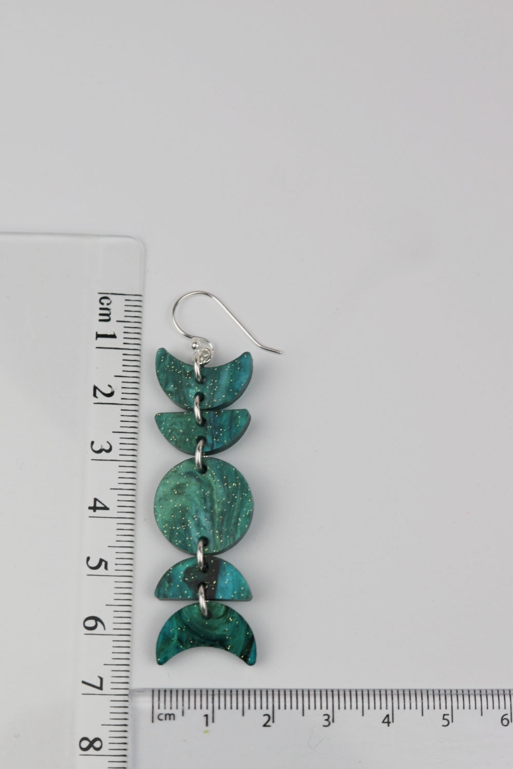 Blue Marbled Moonphase Statement Acrylic Earrings