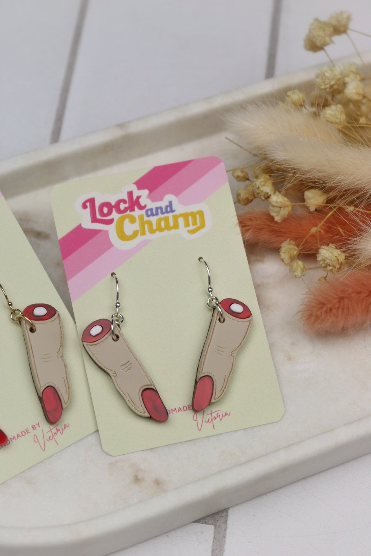 Broken Finger Acrylic Halloween Earrings