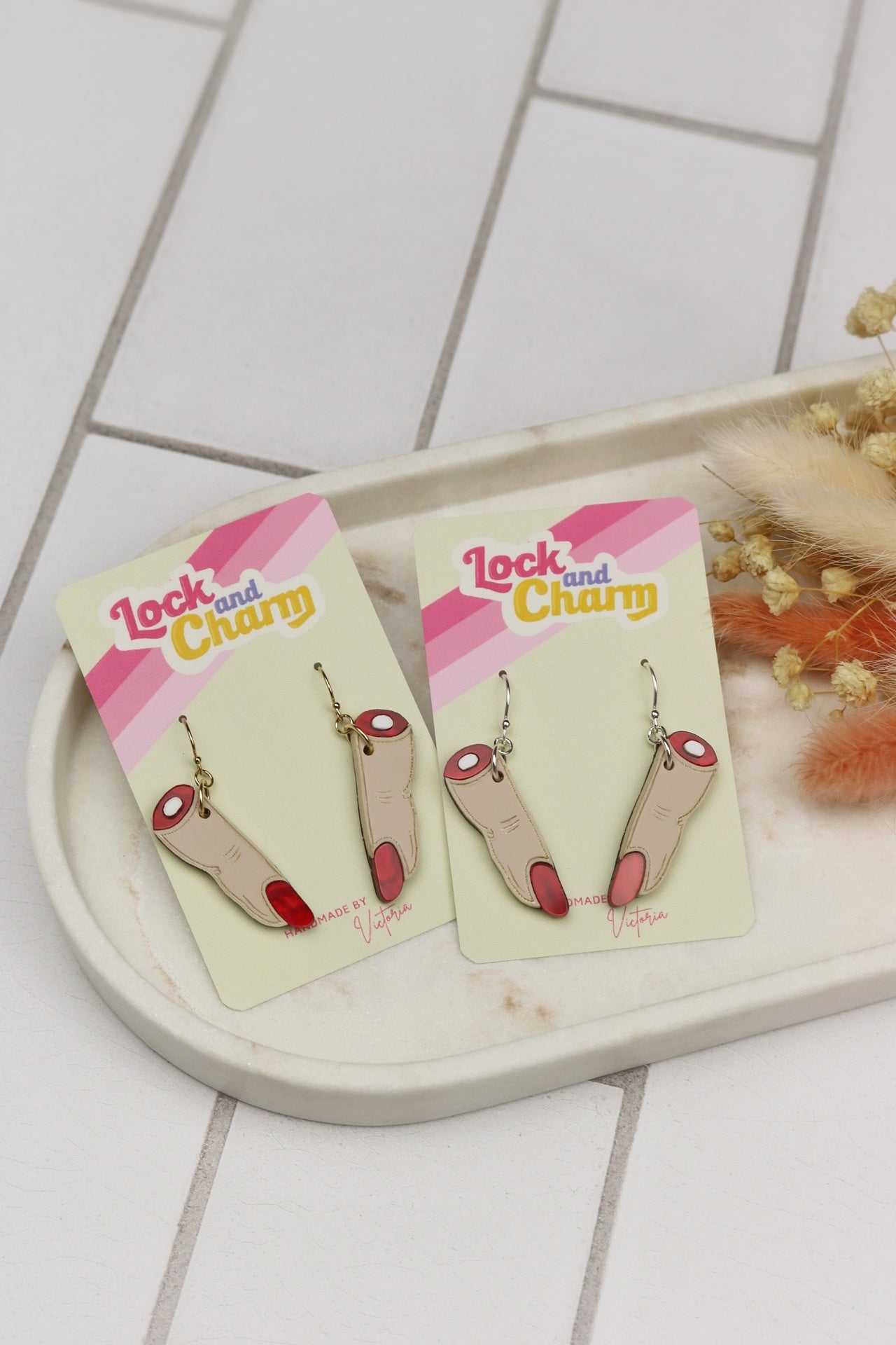 Broken Finger Acrylic Halloween Earrings