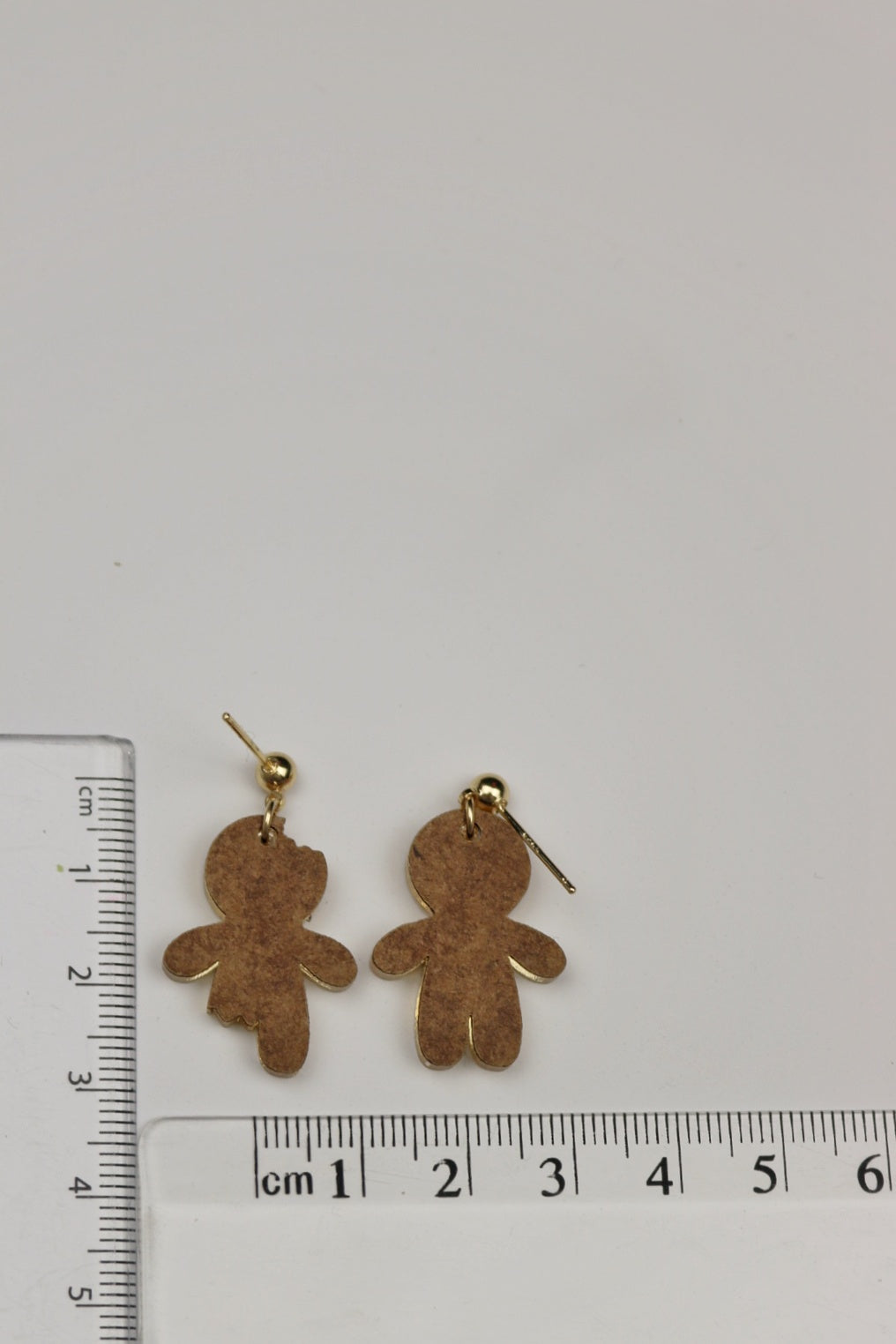 Gold Acrylic Gingerbread Men Earrings