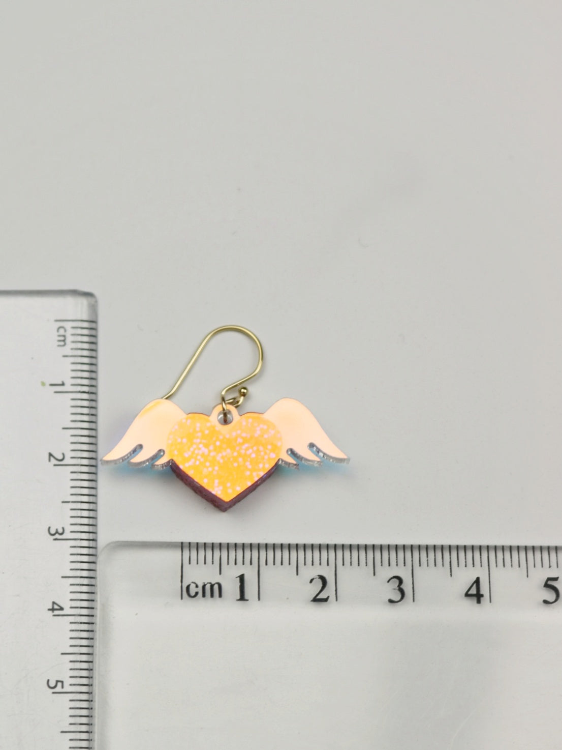 Iridescent Flying Wing Love Heart Acrylic Earrings