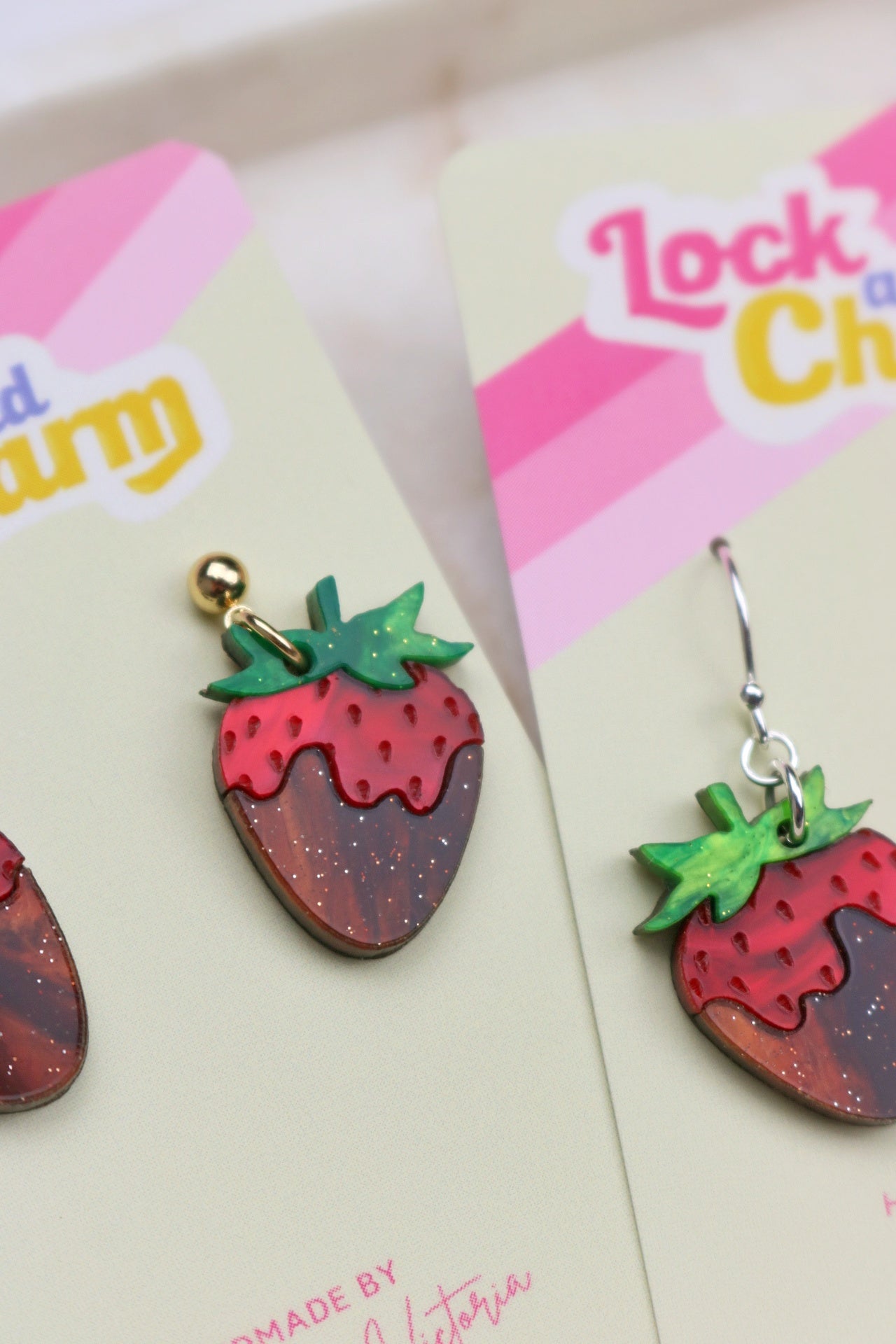 Chocolate Covered Strawberry Acrylic Earrings