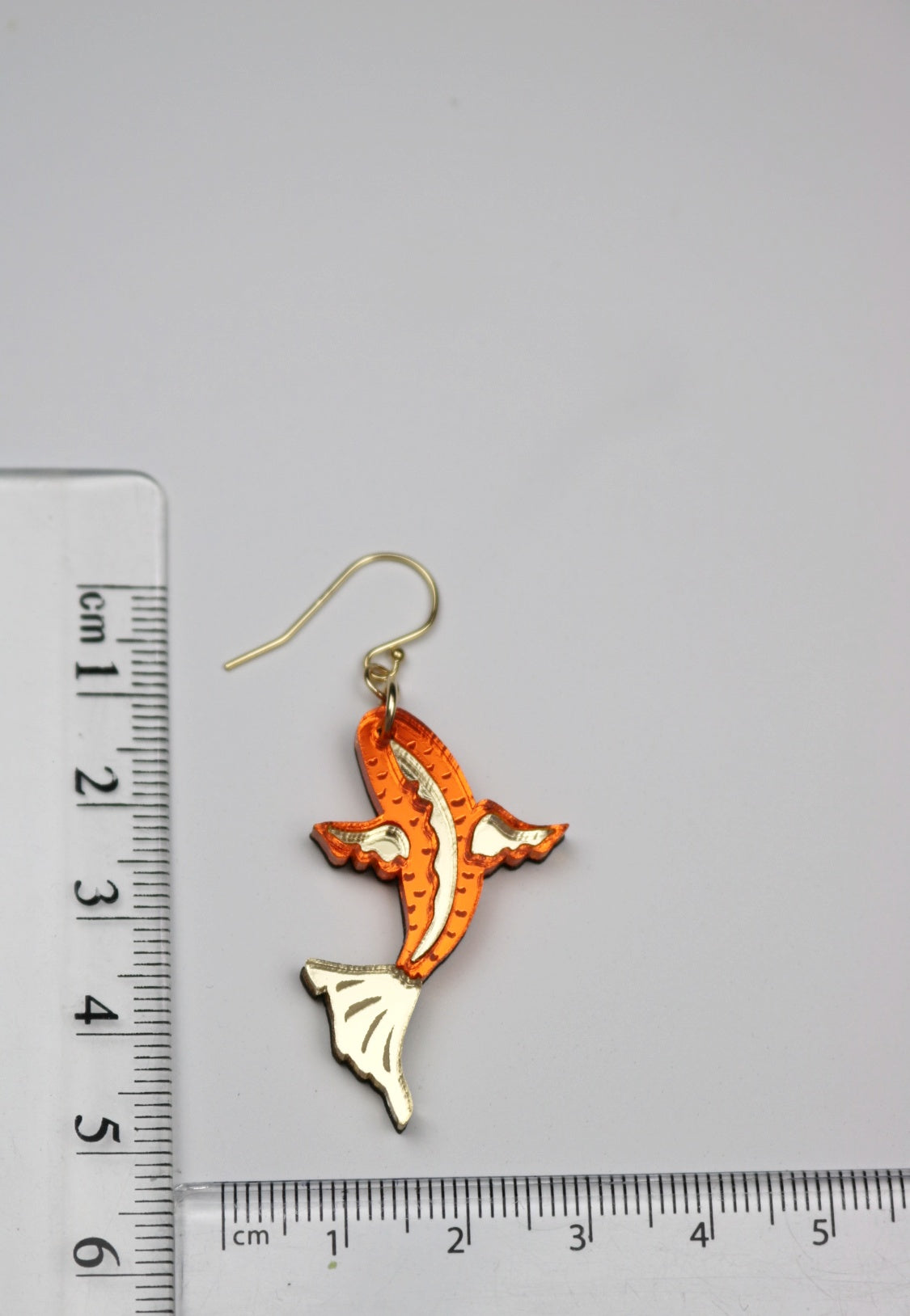 Orange and Gold Mirrored Acrylic Koi Fish Earrings