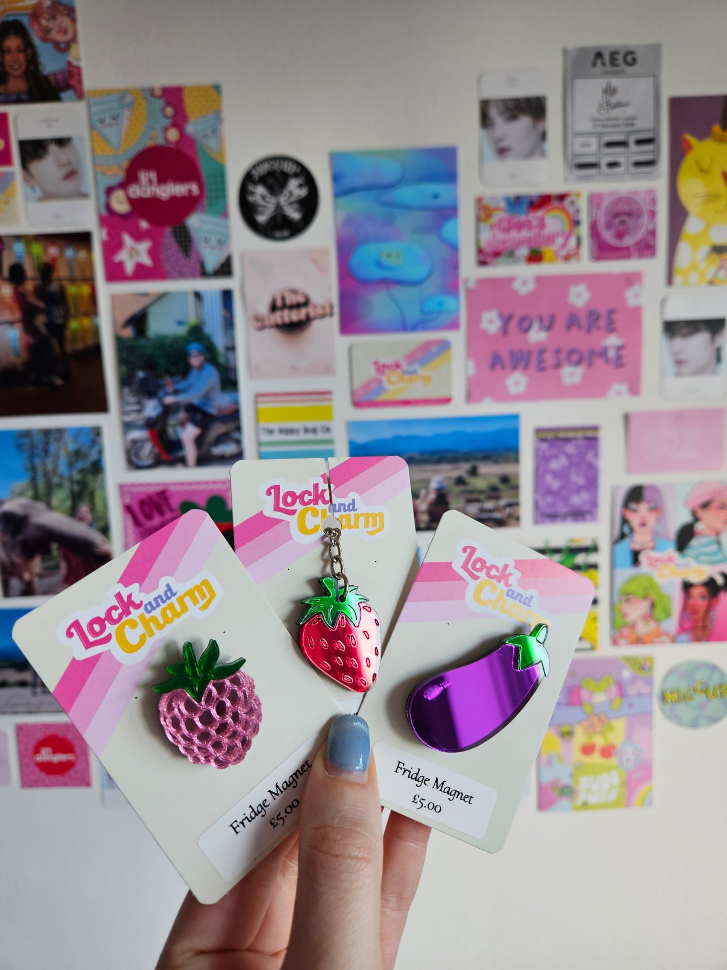 Fruit and Veg Acrylic Keyrings and Fridge Magnets