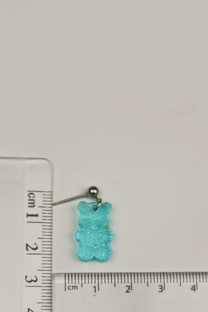 Green Glitter Sparkly Acrylic Jelly Bear Earrings