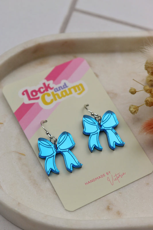 Blue Acrylic Ribbon Earrings