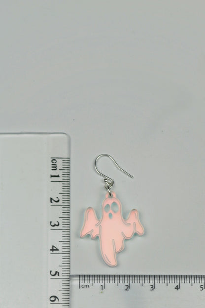 Matte Iridescent Ghost Acrylic Halloween Earrings