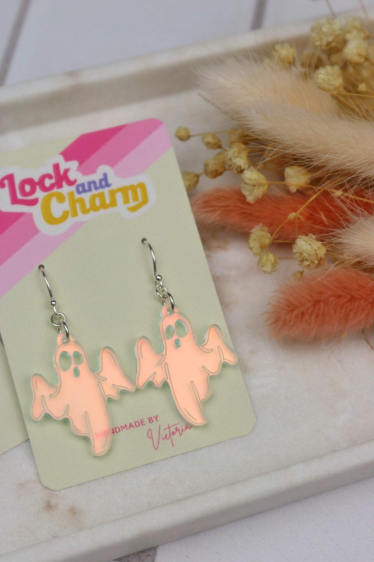 Matte Iridescent Ghost Acrylic Halloween Earrings