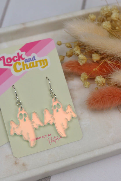 Matte Iridescent Ghost Acrylic Halloween Earrings