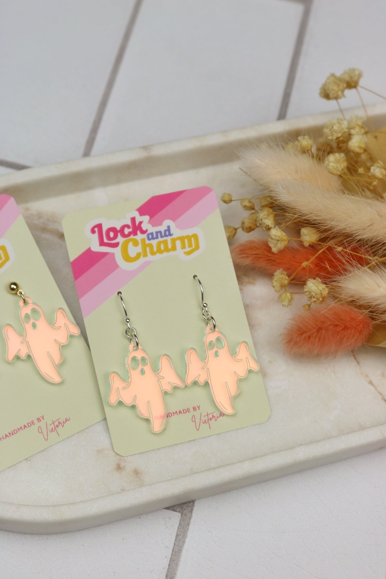 Matte Iridescent Ghost Acrylic Halloween Earrings