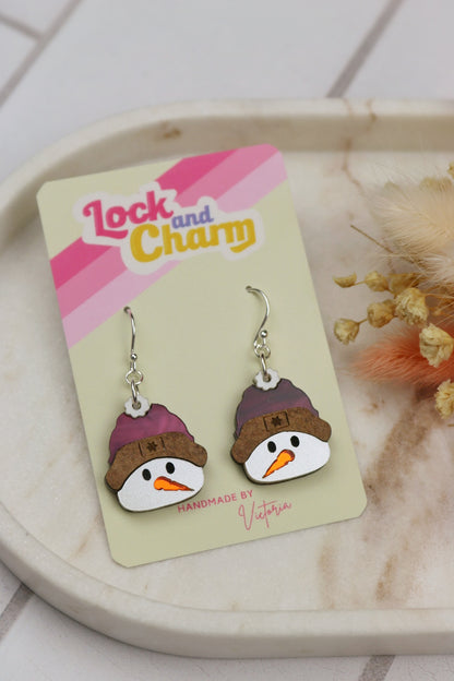 Snowman with Hat Acrylic Earrings