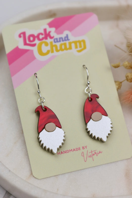Christmas Gnome Red Hat Acrylic Earrings