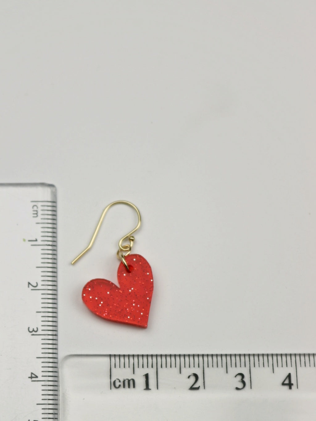 Red Sparkly Basic Heart Acrylic Earrings