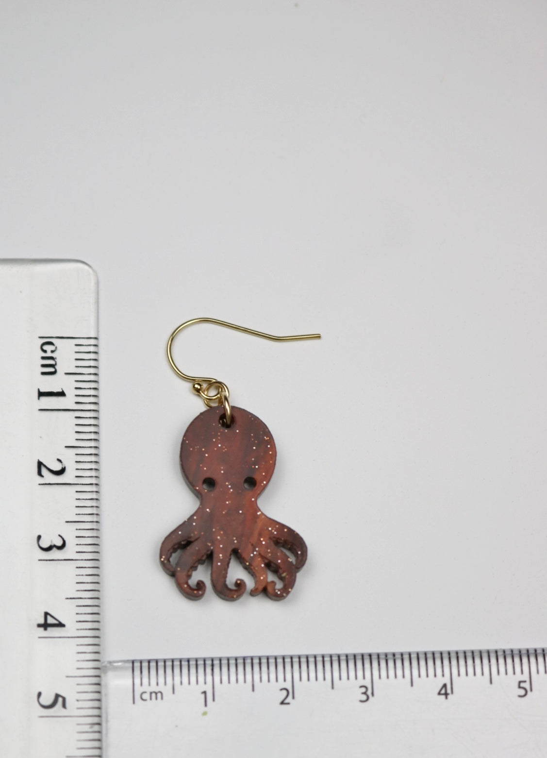Brown and Blue Marbled Octopus Acrylic Earrings