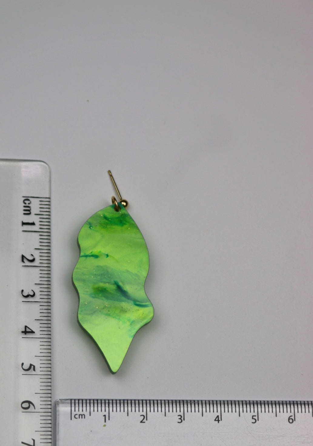 Statement Marbled Green and Gold Jungle Leaf Acrylic Earrings