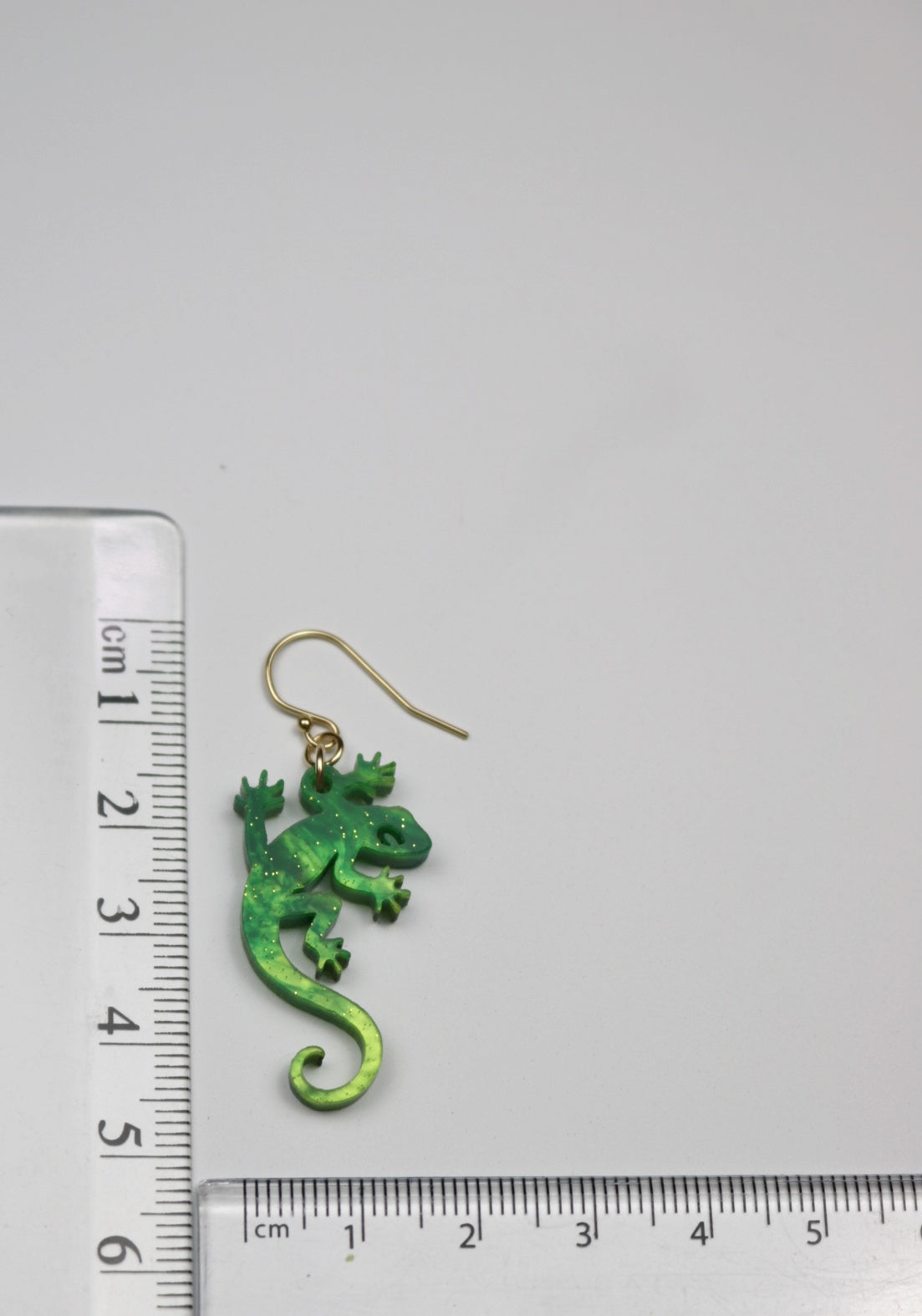 Marbled Green Acrylic Lizard Earrings