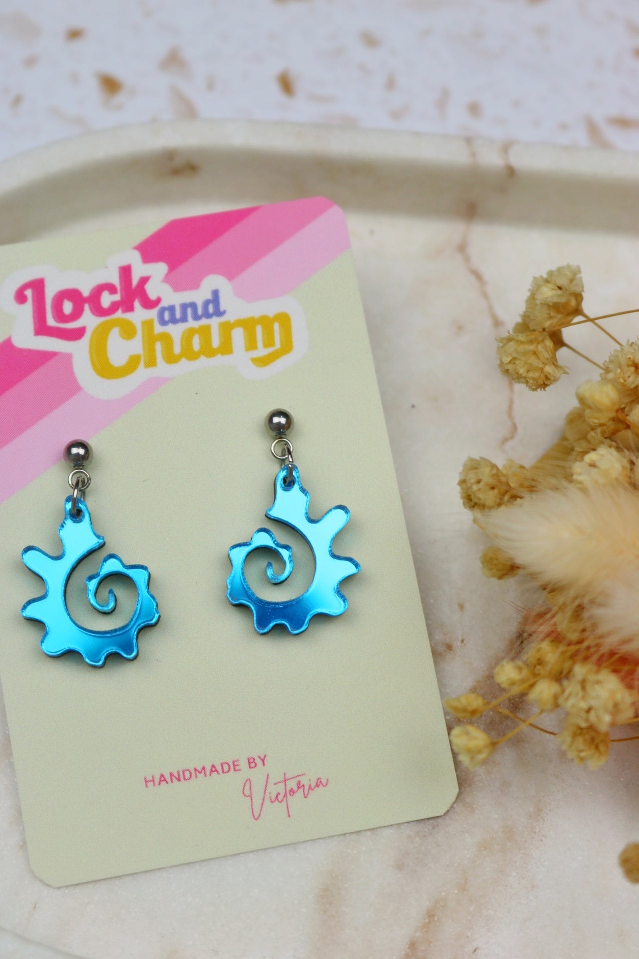 Swirly Fossilised Sea Shell Acrylic Earrings