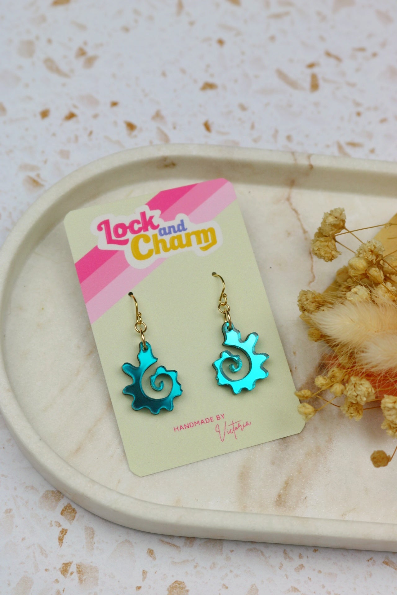 Swirly Fossilised Sea Shell Acrylic Earrings