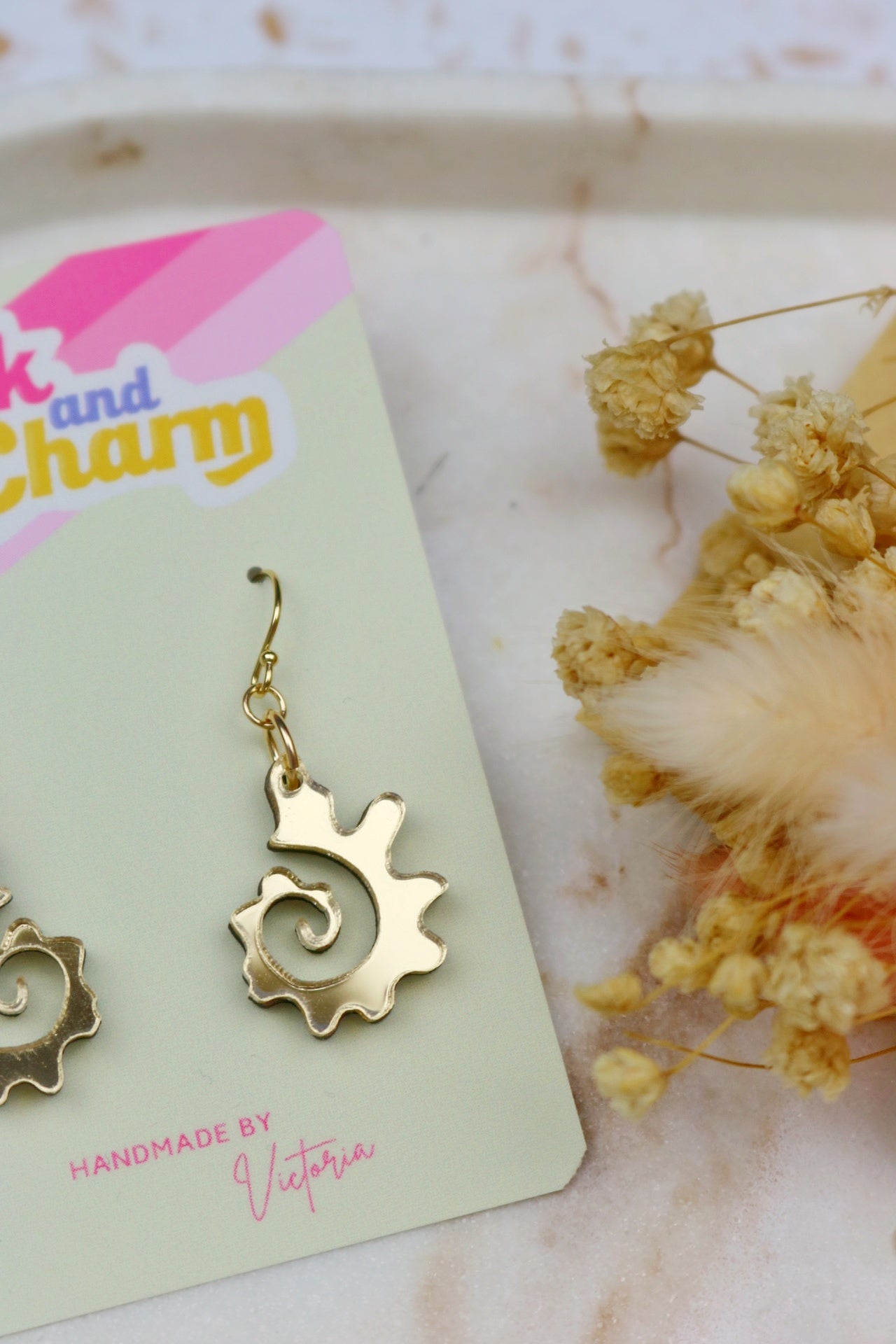 Swirly Fossilised Sea Shell Acrylic Earrings