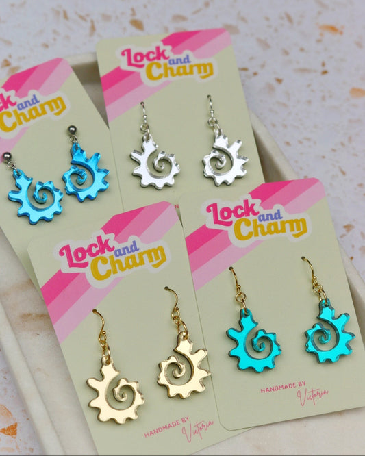 Swirly Fossilised Sea Shell Acrylic Earrings