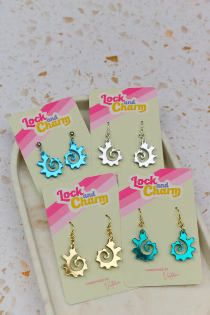 Swirly Fossilised Sea Shell Acrylic Earrings