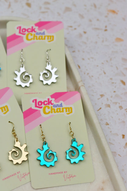 Swirly Fossilised Sea Shell Acrylic Earrings