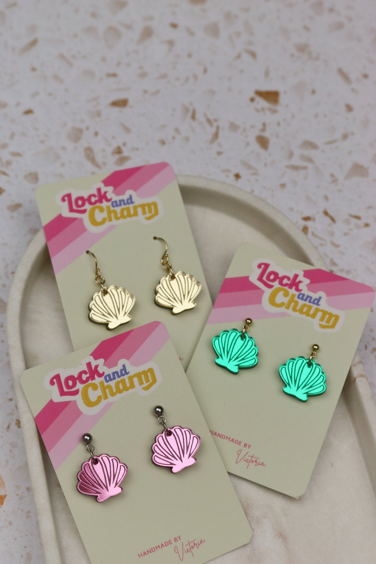 Mirrored Acrylic Sea Shell Earrings