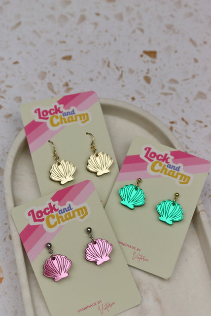 Mirrored Acrylic Sea Shell Earrings