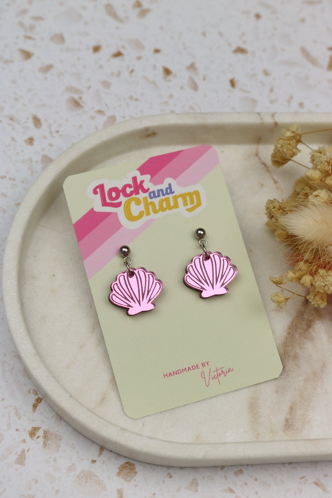 Mirrored Acrylic Sea Shell Earrings