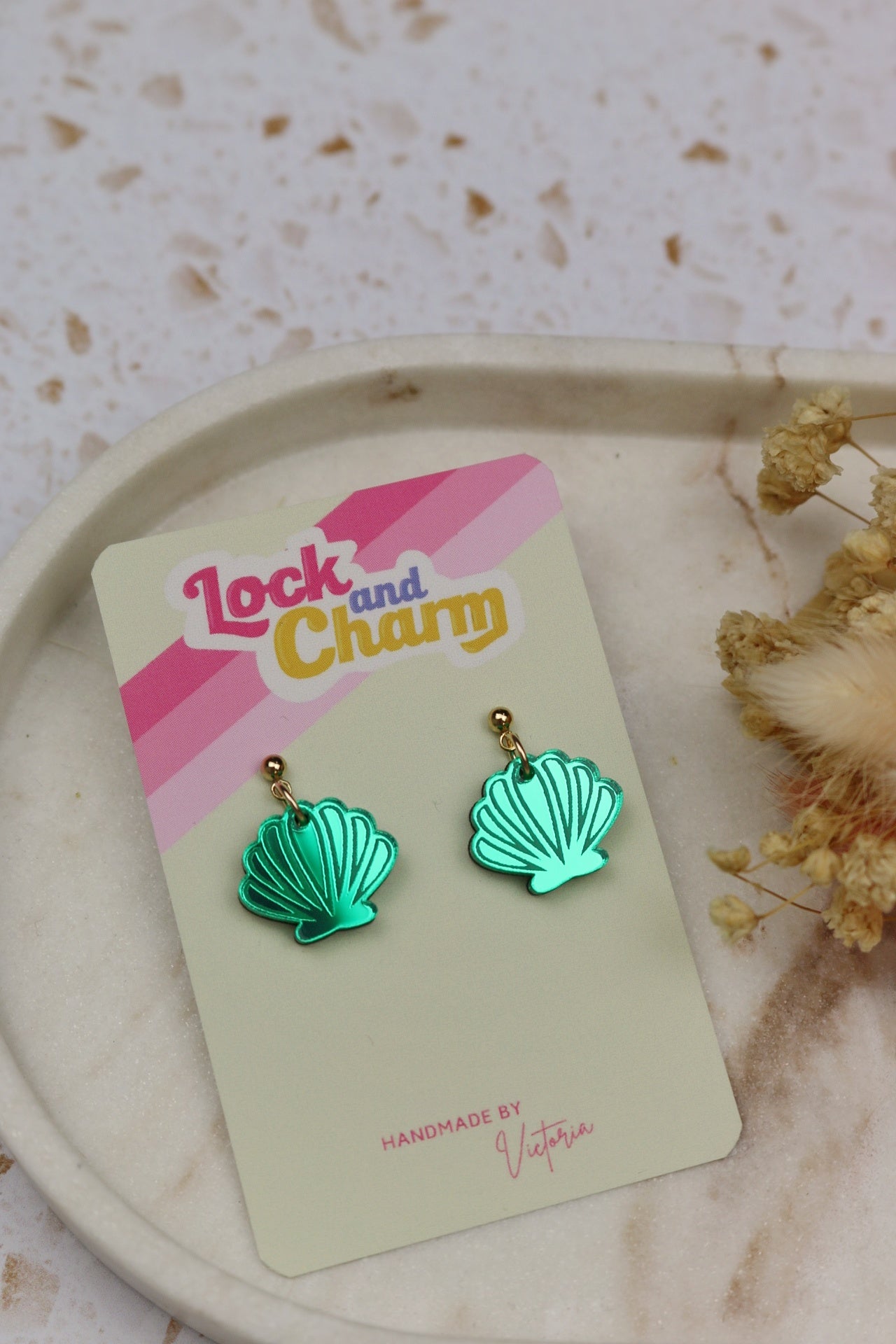 Mirrored Acrylic Sea Shell Earrings