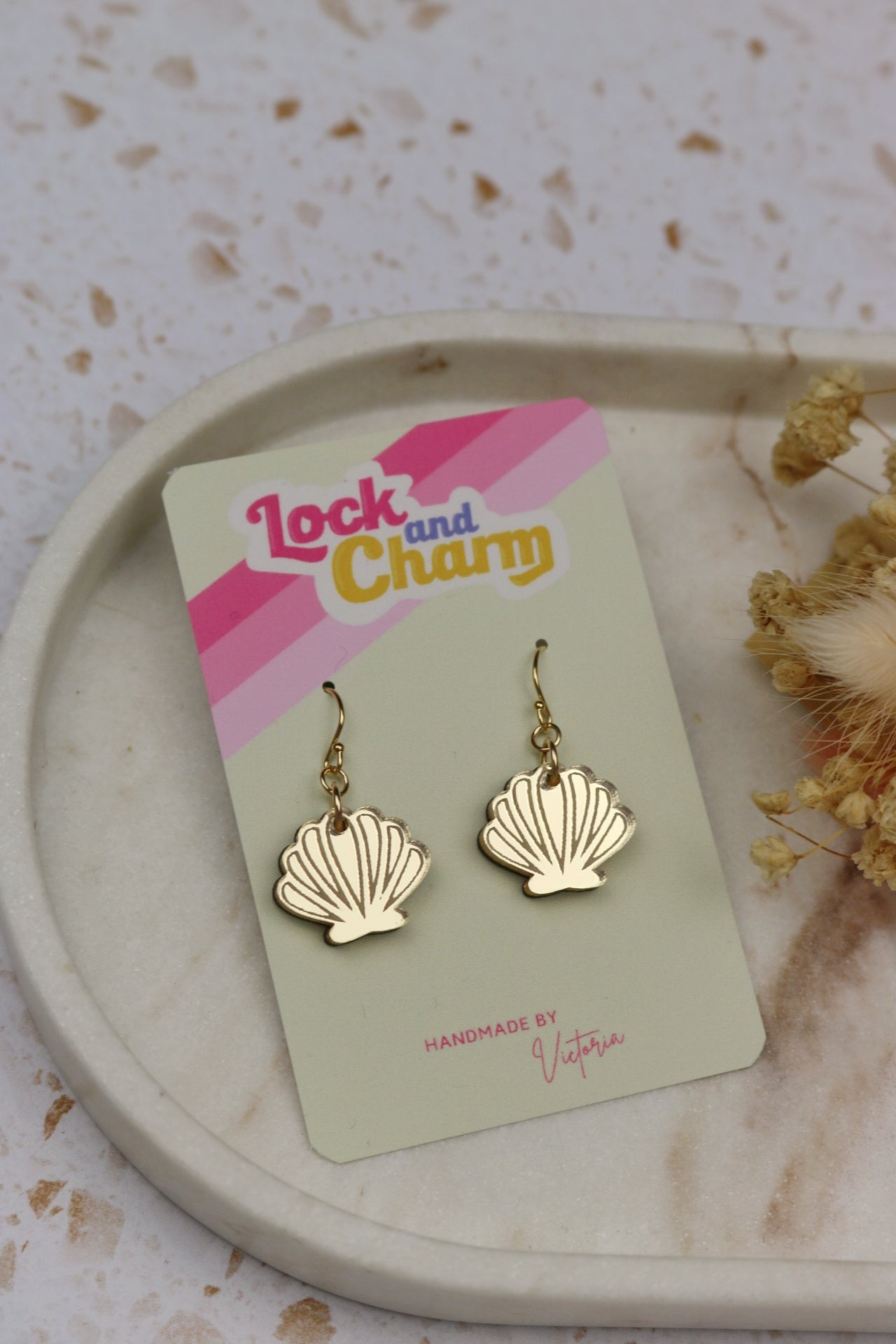 Mirrored Acrylic Sea Shell Earrings