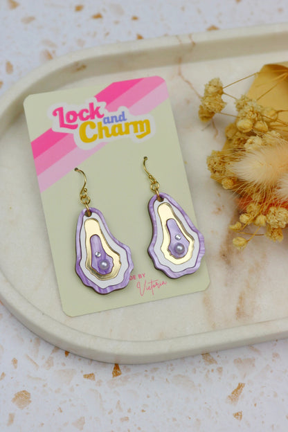 Oyster Agate Marbled Blue and Purple Acrylic Earrings