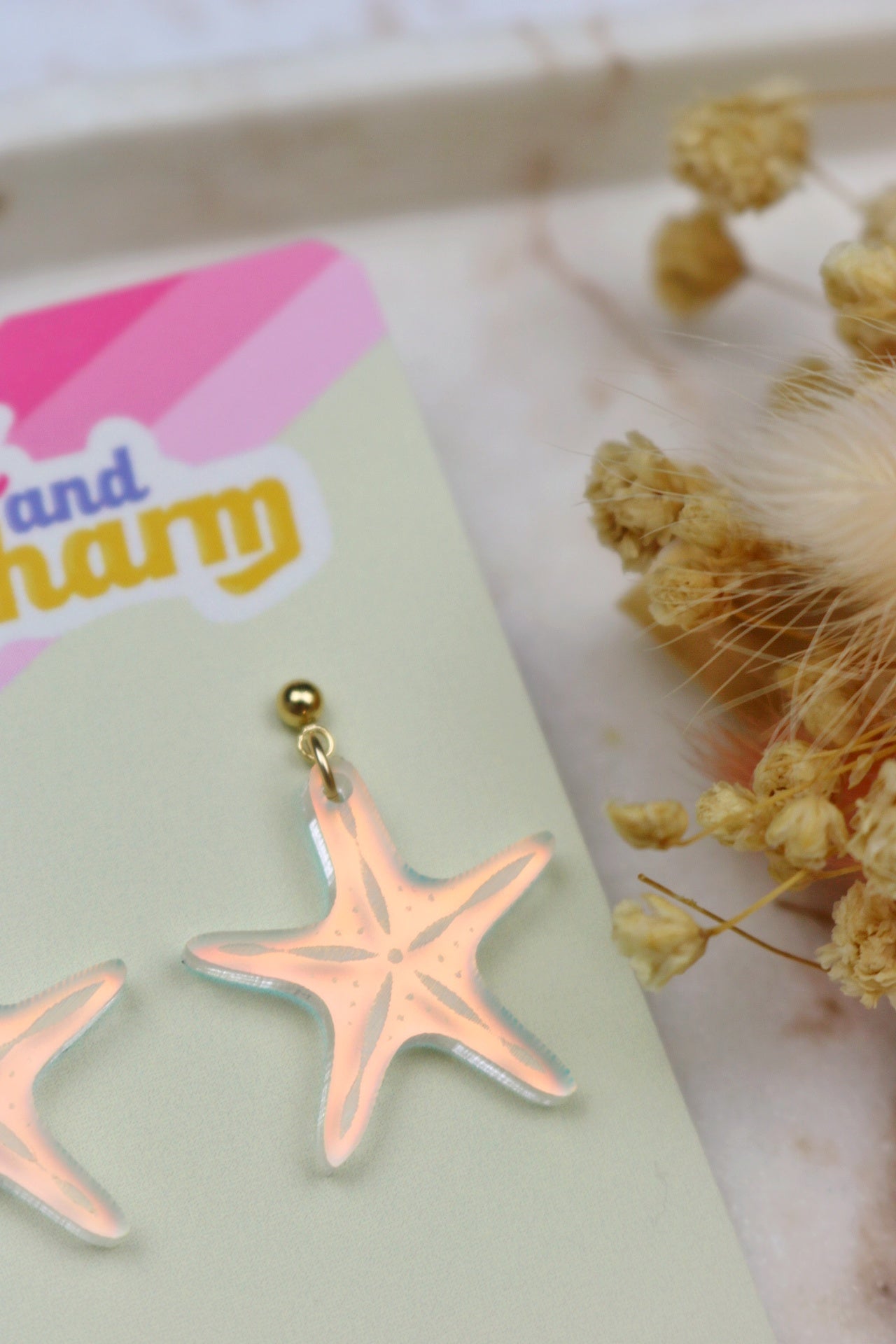 Iridescent Starfish Acrylic Earrings
