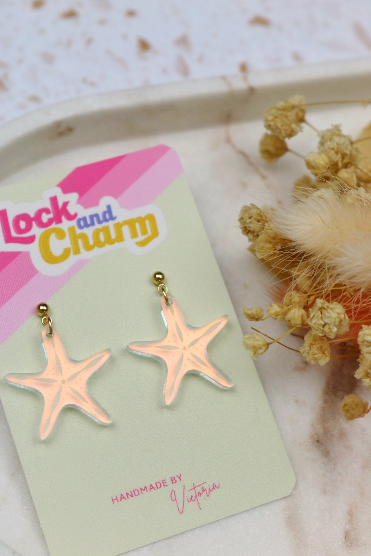 Iridescent Starfish Acrylic Earrings