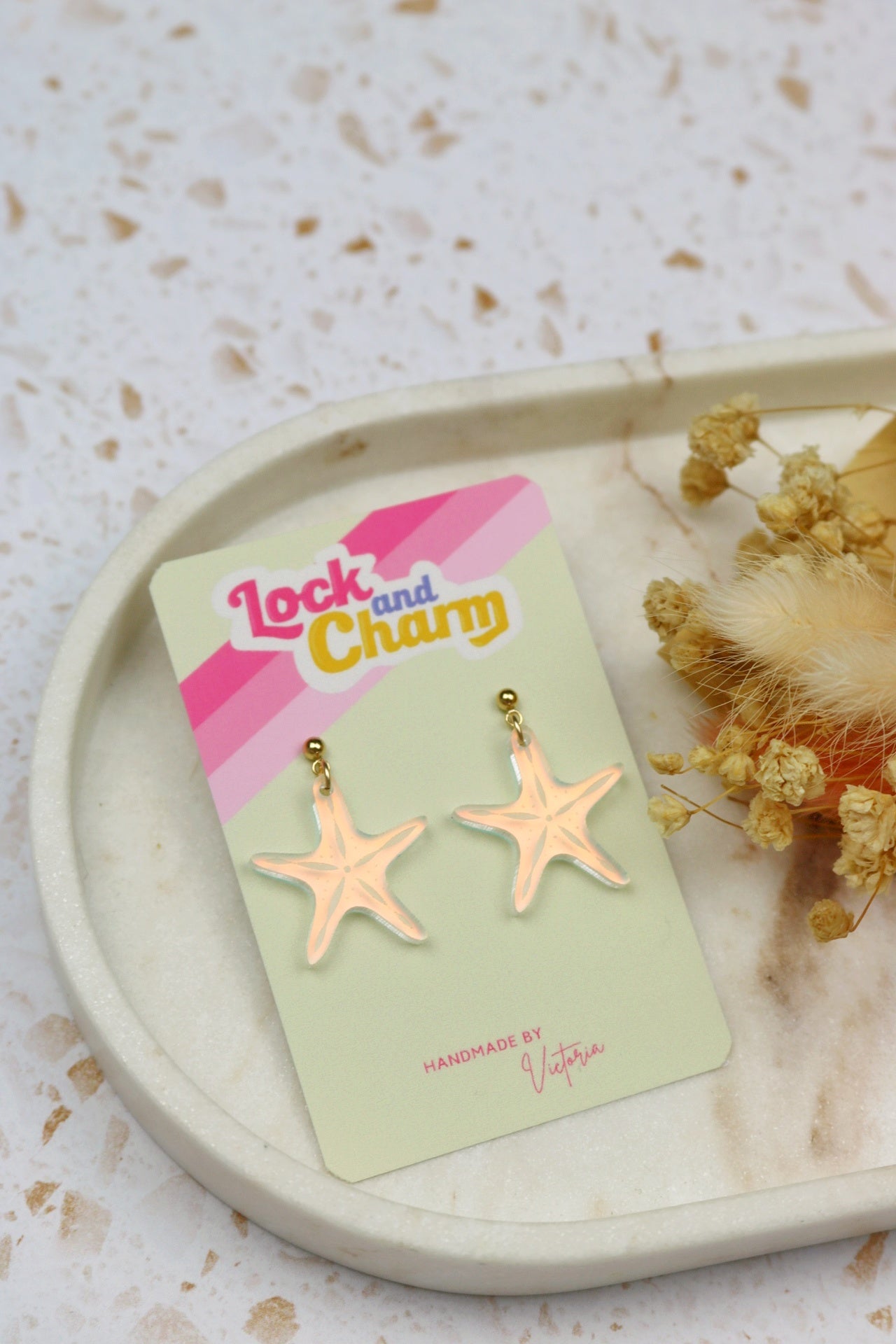 Iridescent Starfish Acrylic Earrings