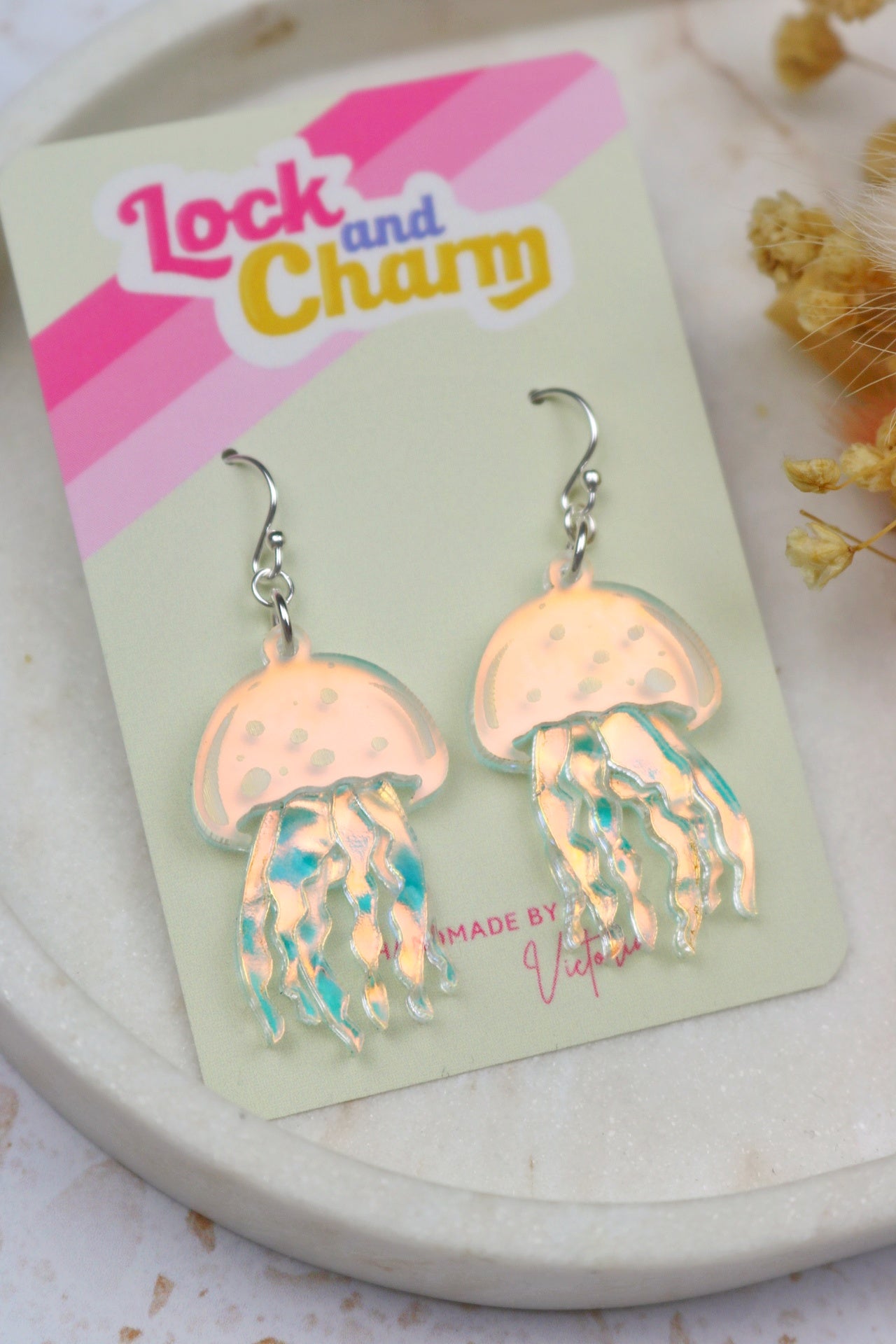 Iridescent Acrylic Jellyfish Earrings