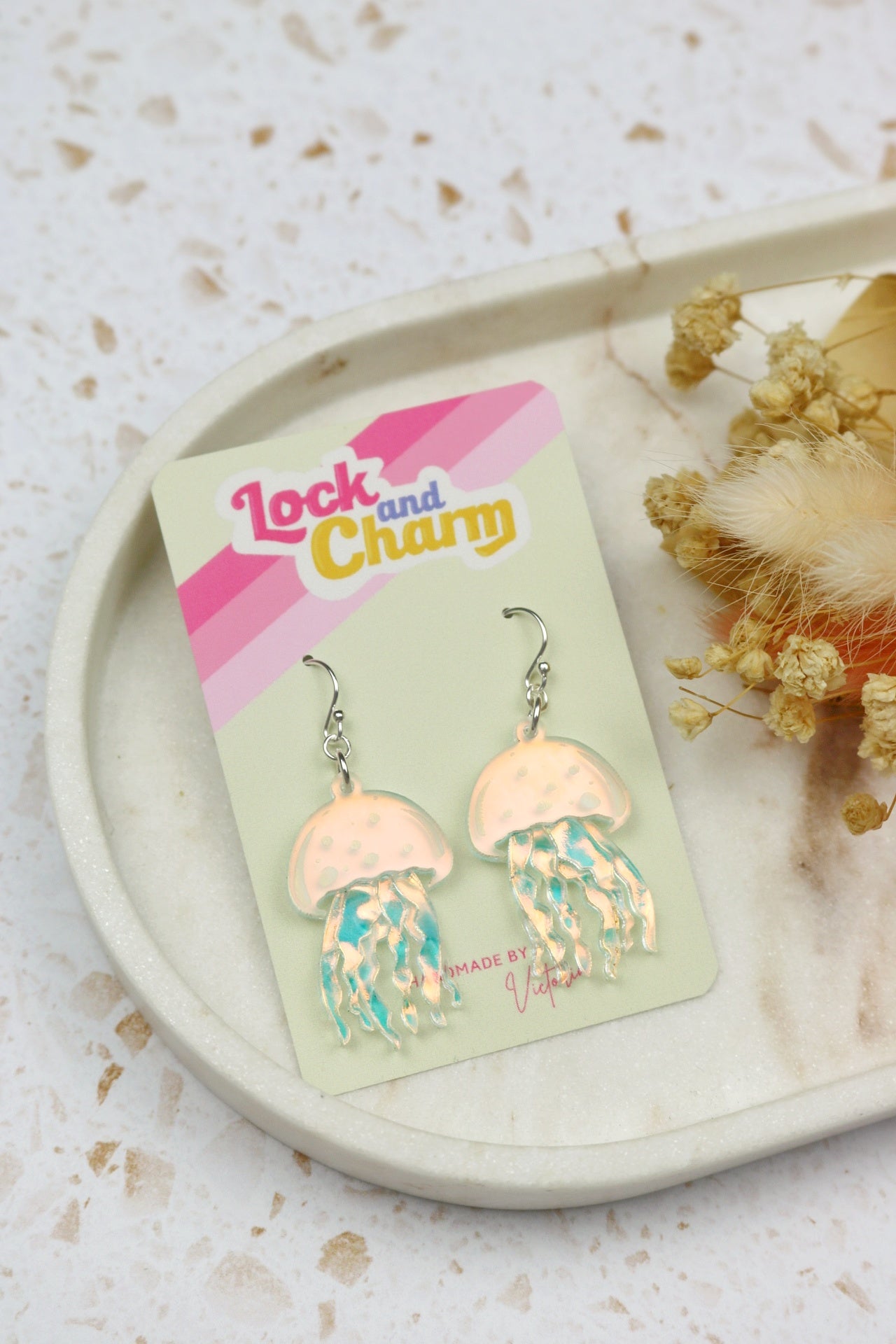 Iridescent Acrylic Jellyfish Earrings