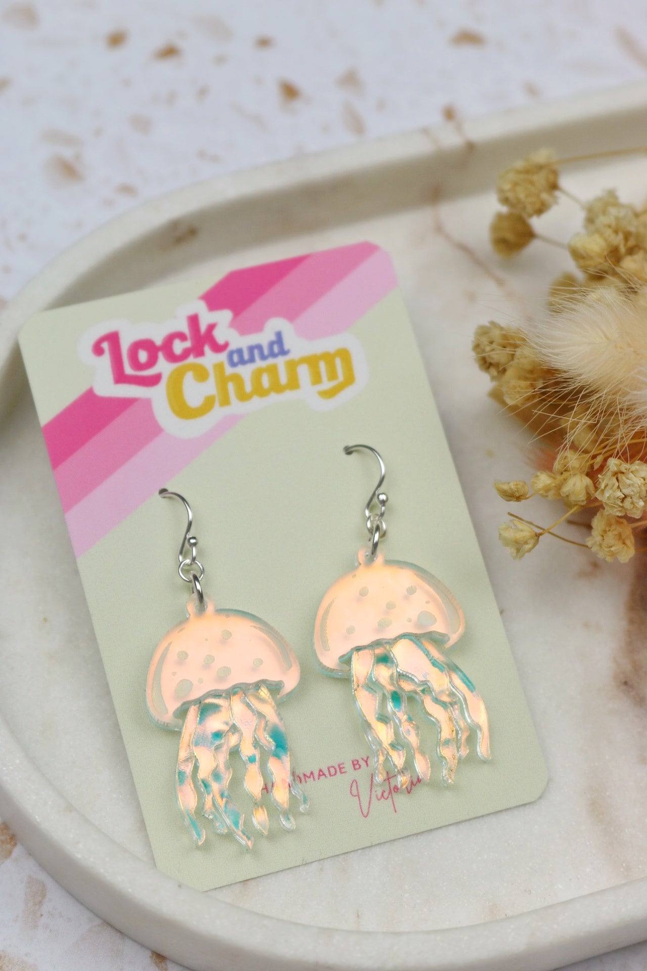Iridescent Acrylic Jellyfish Earrings