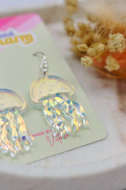 Iridescent Acrylic Jellyfish Earrings