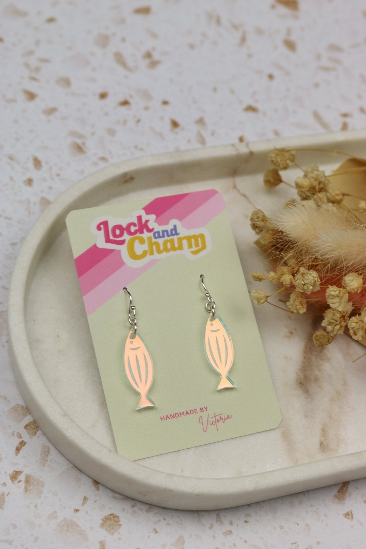 Iridescent Acrylic Fish Earrings