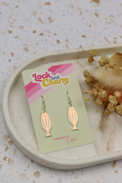 Iridescent Acrylic Fish Earrings