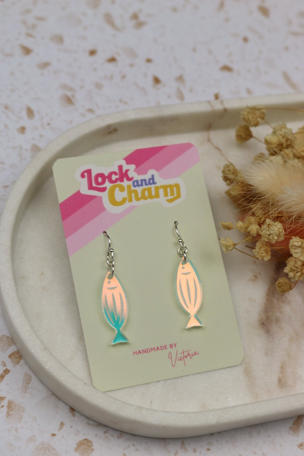 Iridescent Acrylic Fish Earrings