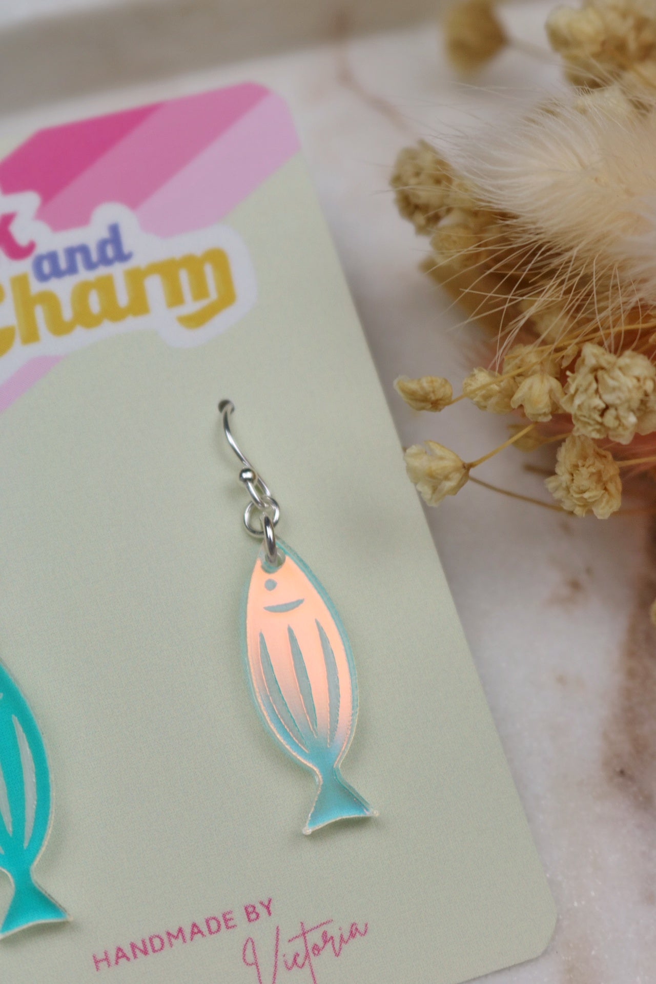 Iridescent Acrylic Fish Earrings