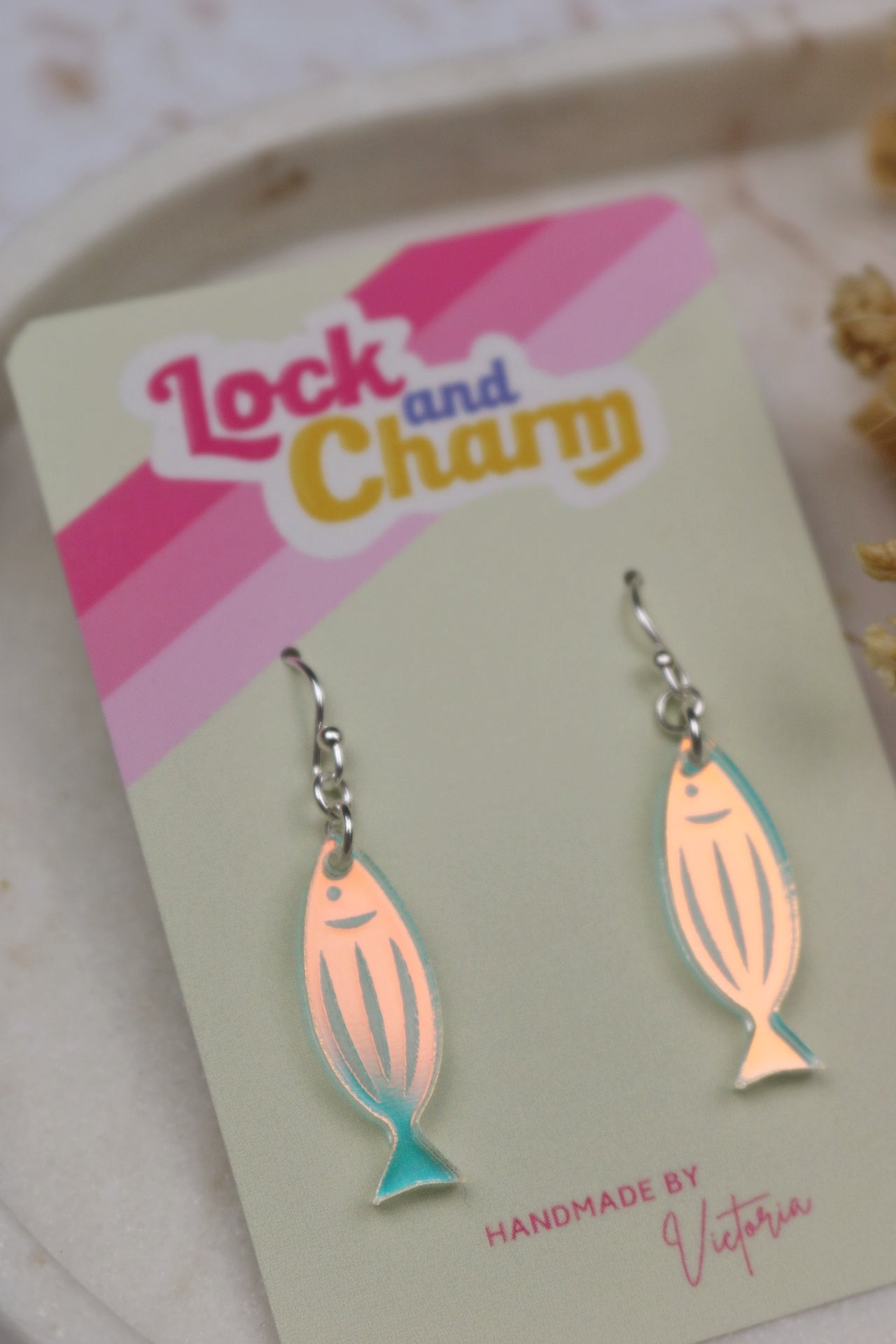 Iridescent Acrylic Fish Earrings