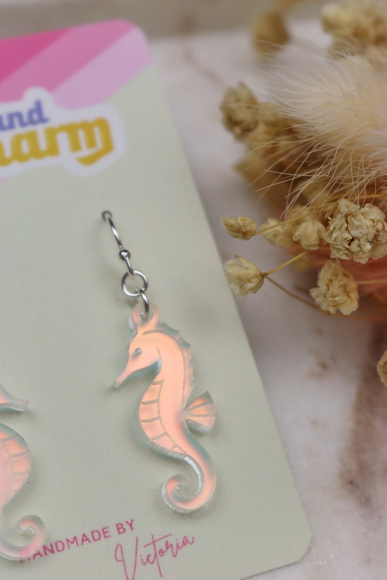 Iridescent Seahorse Acrylic Earrings