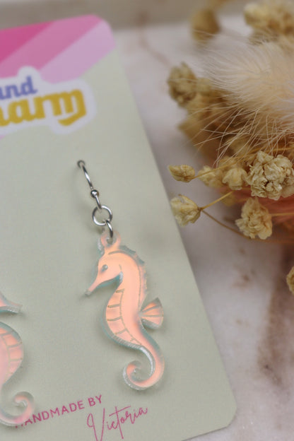 Iridescent Seahorse Acrylic Earrings