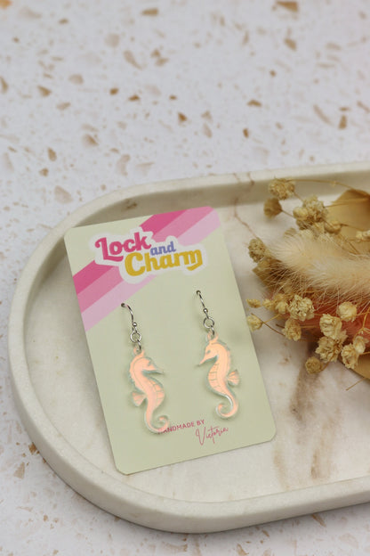 Iridescent Seahorse Acrylic Earrings