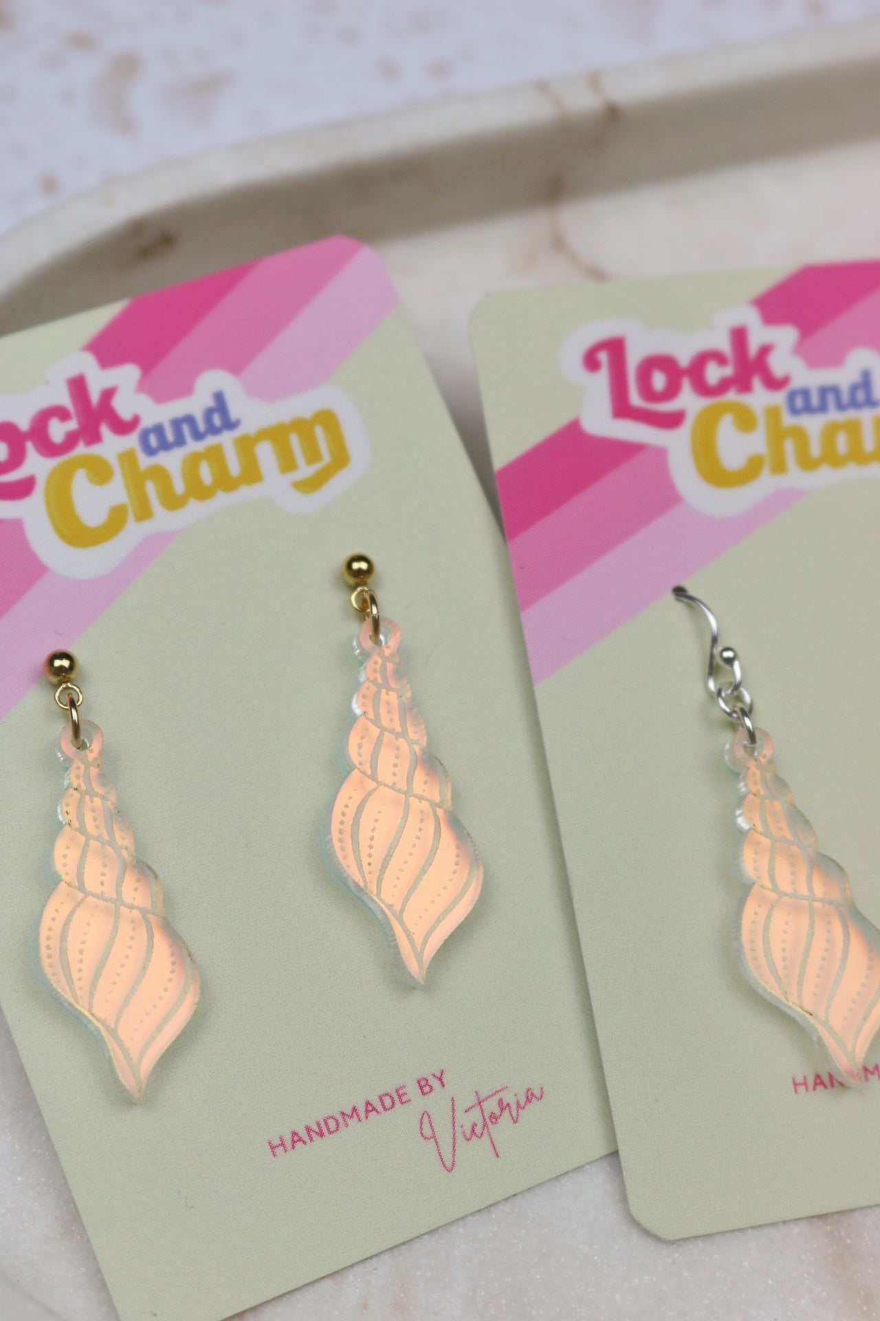 Iridescent Long Shell Acrylic Earrings