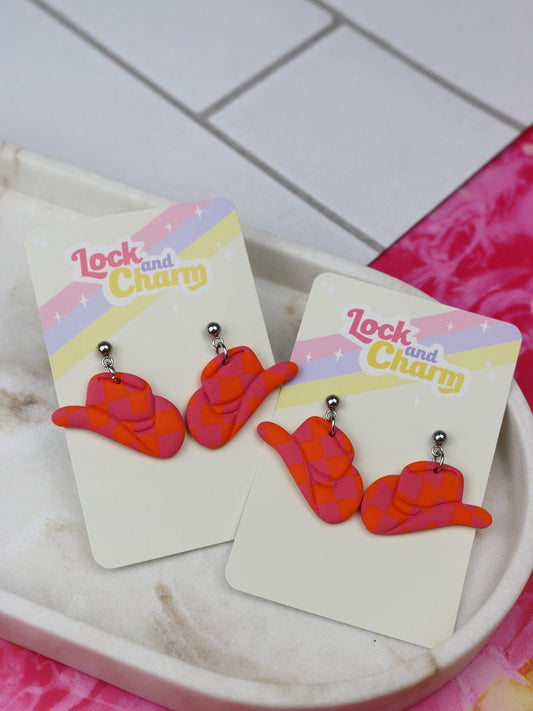 Checkered Cow Girl Earrings